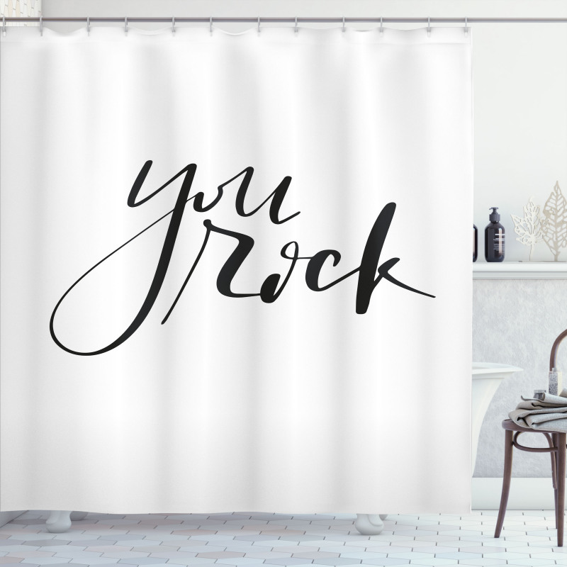 Monochrome Cursive Motto Shower Curtain