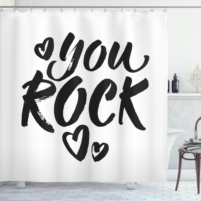 Monochrome Cursive Wording Shower Curtain