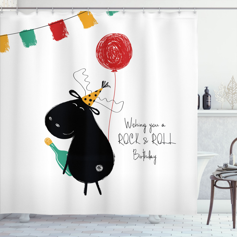 Rock and Roll Moose Shower Curtain