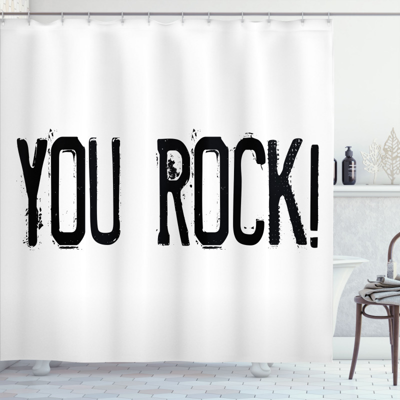 Grungy Stamp Lettering Shower Curtain