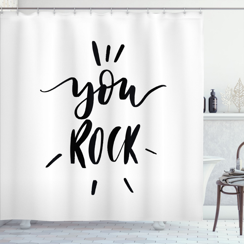 Monochrome Lettering Art Shower Curtain