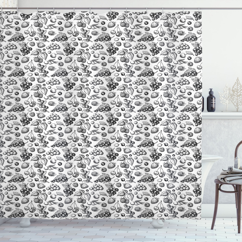 Nostalgic Engraving Berries Shower Curtain