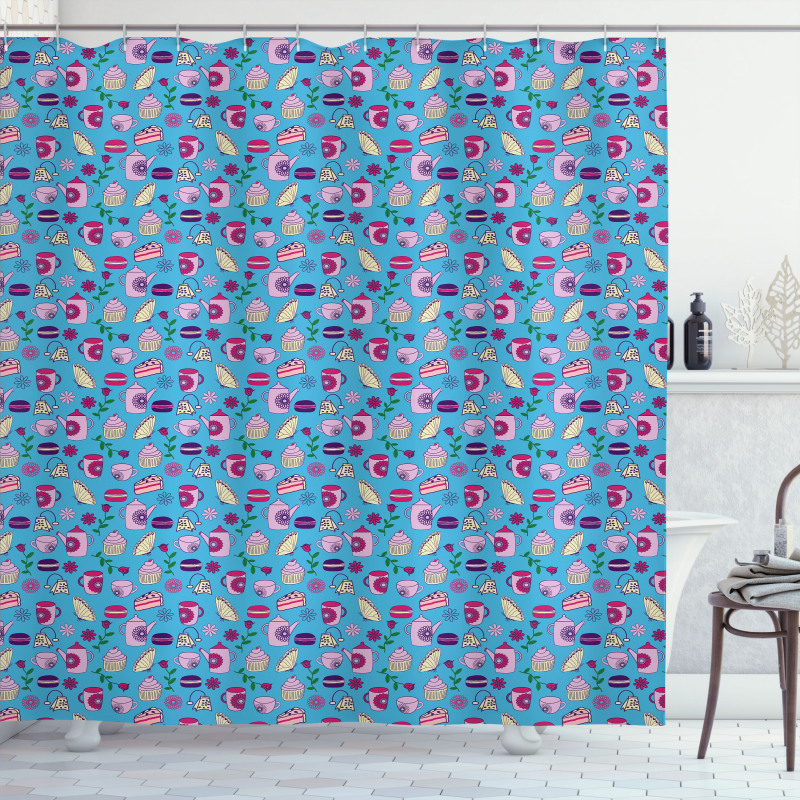 Cupcake Tea Cup Macaron Shower Curtain