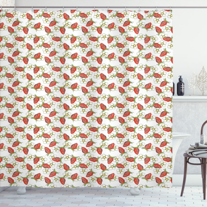 Berry Blossoms Summer Shower Curtain