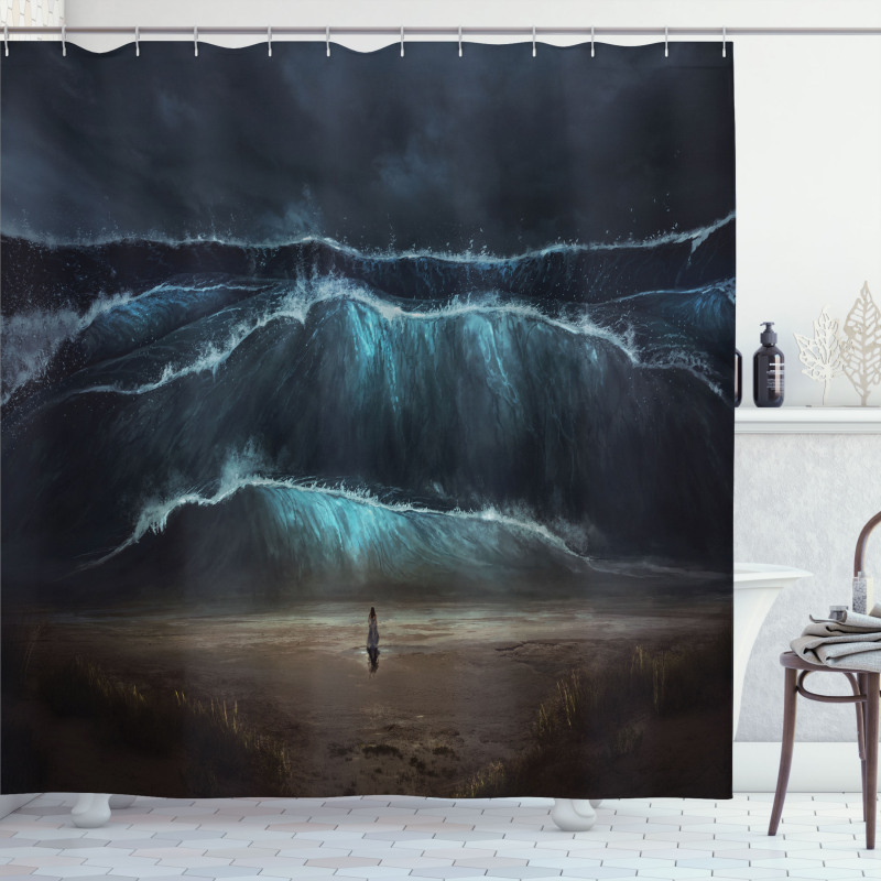 Gothic Wave Alone Woman Shower Curtain