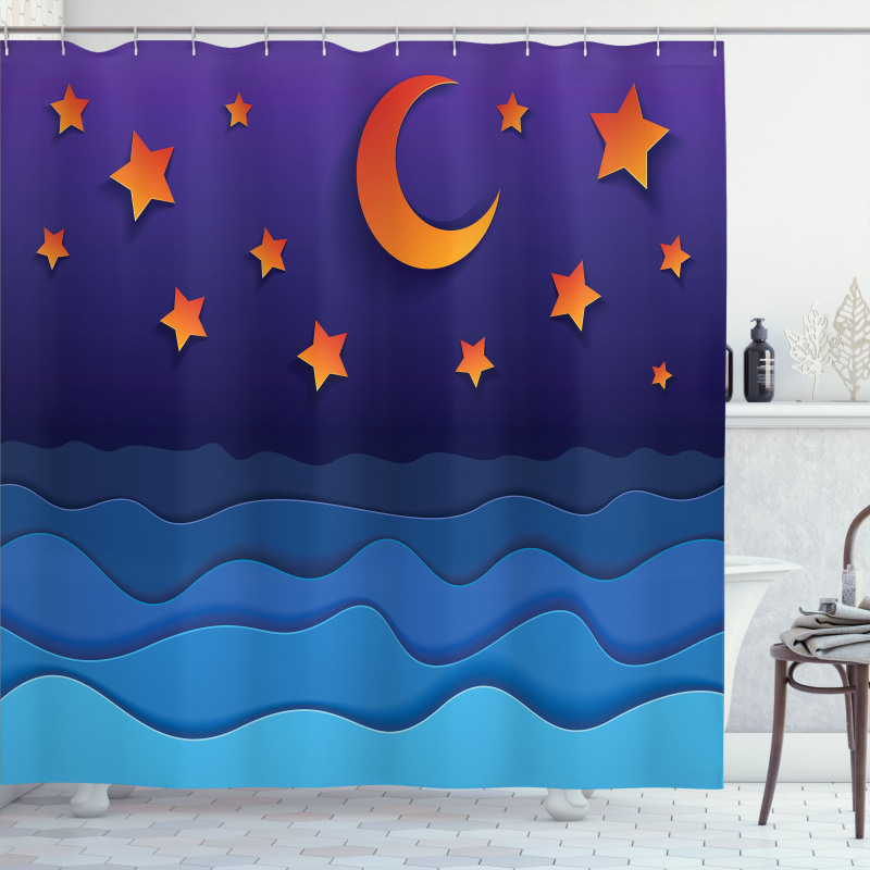 Paper Cut Style Sky Shower Curtain