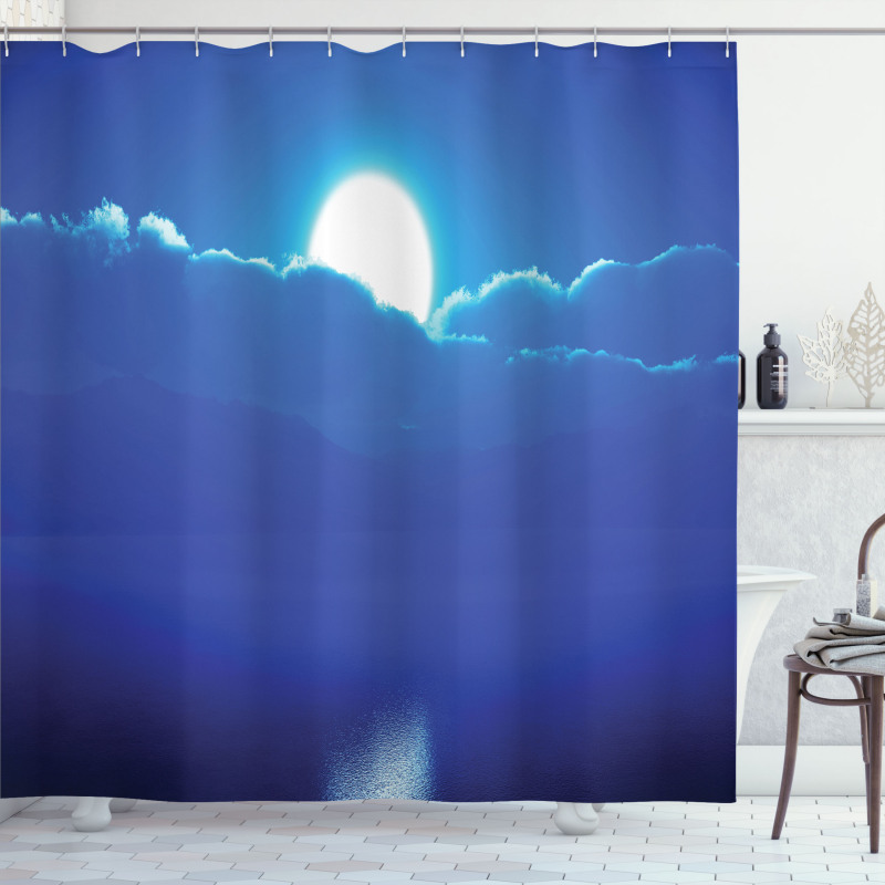 Moonlit Sky and Clouds Shower Curtain