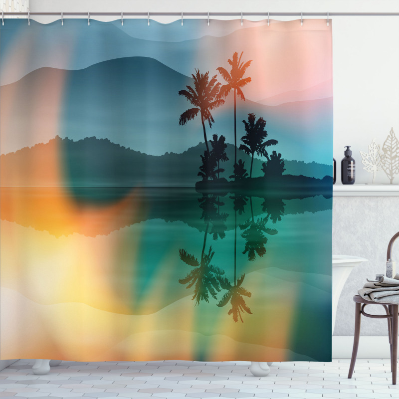 Sea and Palm Trees Art Shower Curtain