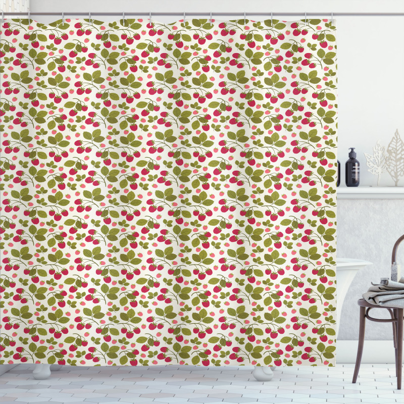 Raspberries Botany Artwork Shower Curtain