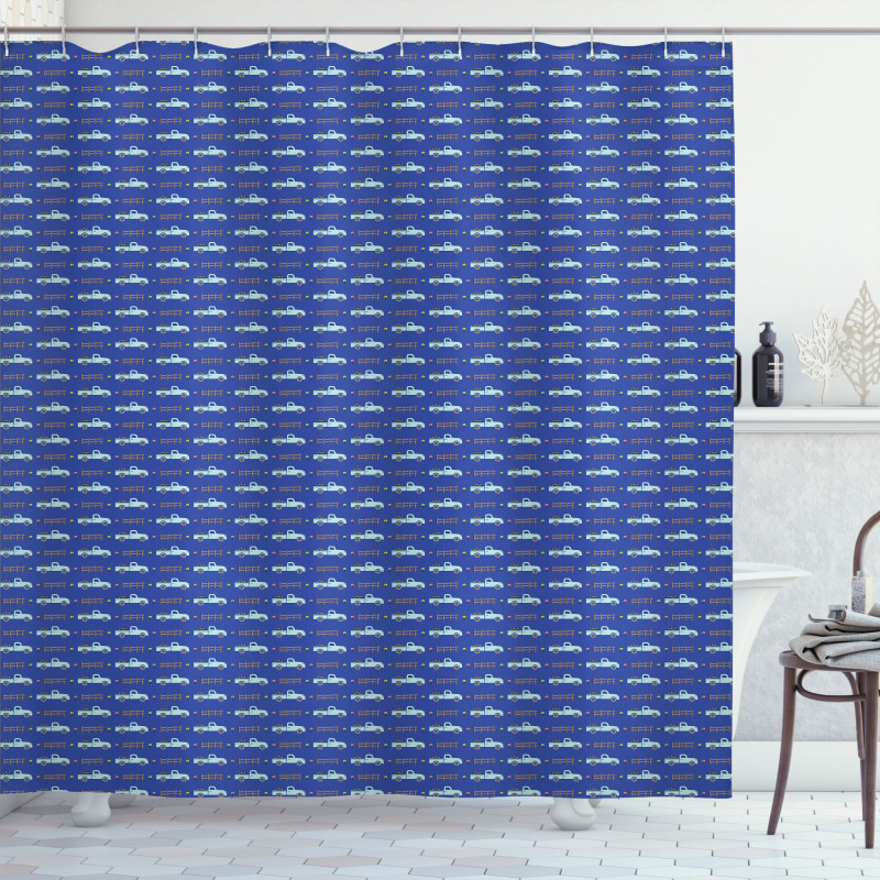 Rural Fence Vehicle Pattern Shower Curtain