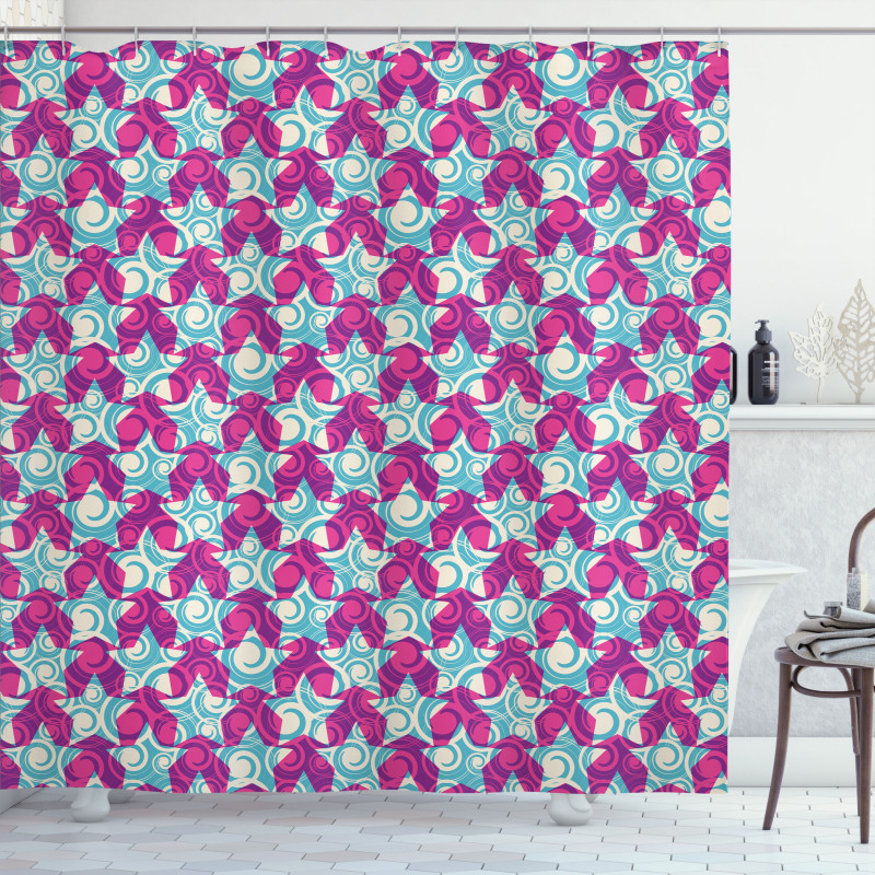 Swirl Wave Style Vivid Motifs Shower Curtain