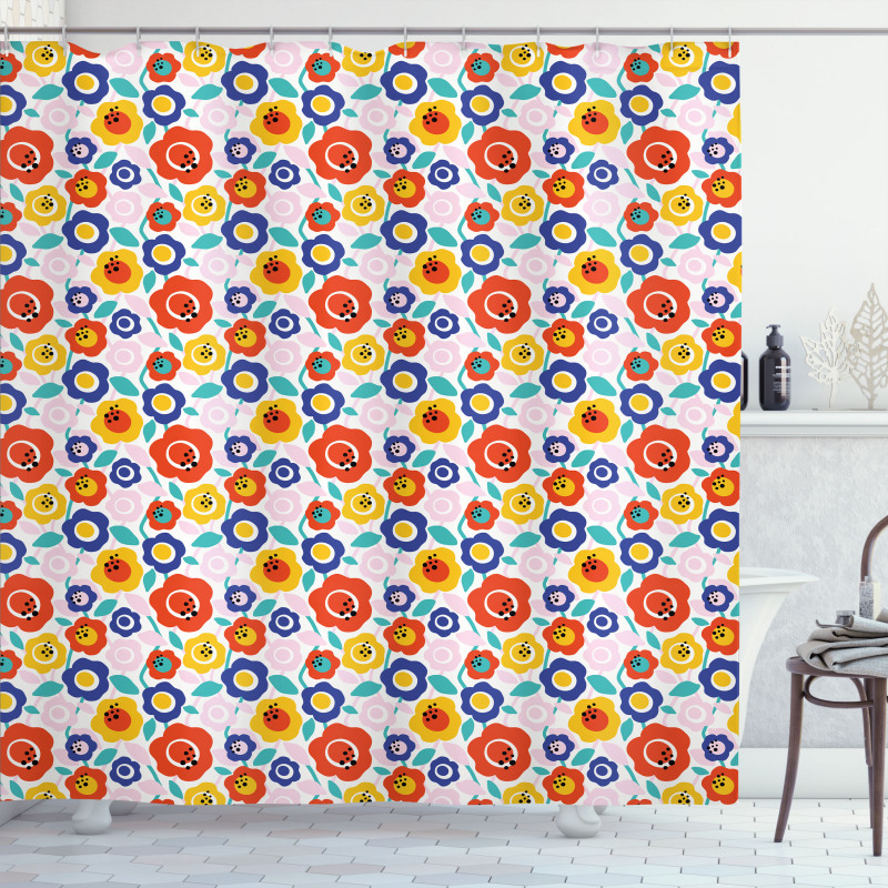Flowers in Colorful Tones Shower Curtain
