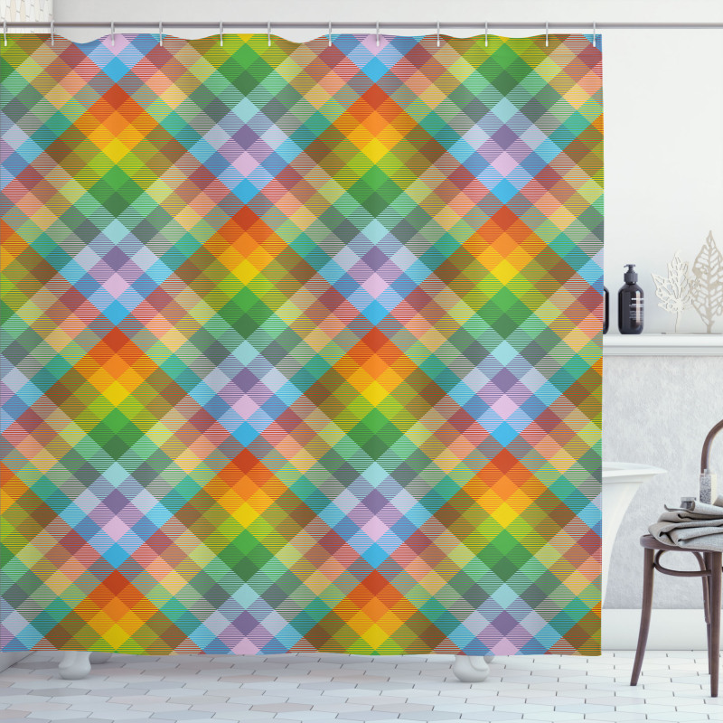 Colorful Summer Madras Style Shower Curtain