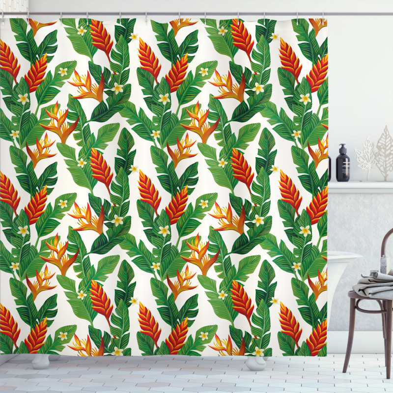 Vibrant Banana Leaves Art Shower Curtain