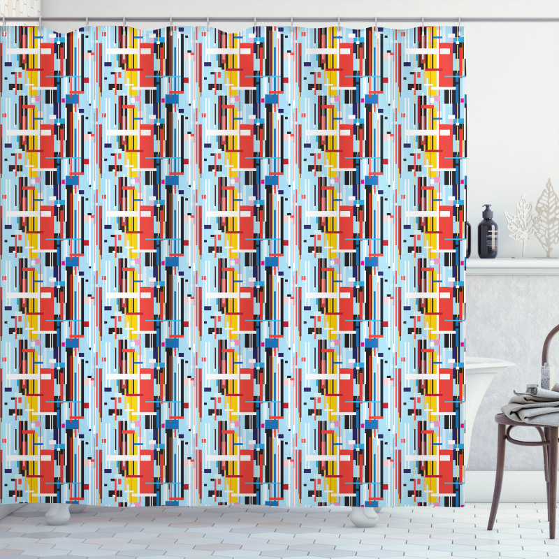 Colorful Digital Stripes Shower Curtain