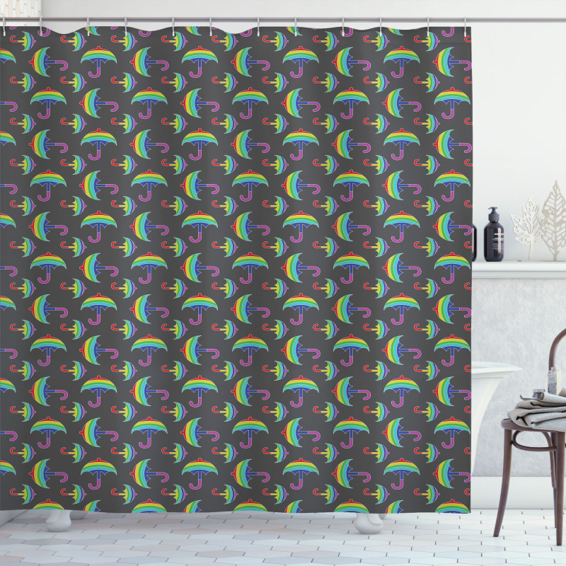 Ornate Rainbow Umbrellas Shower Curtain