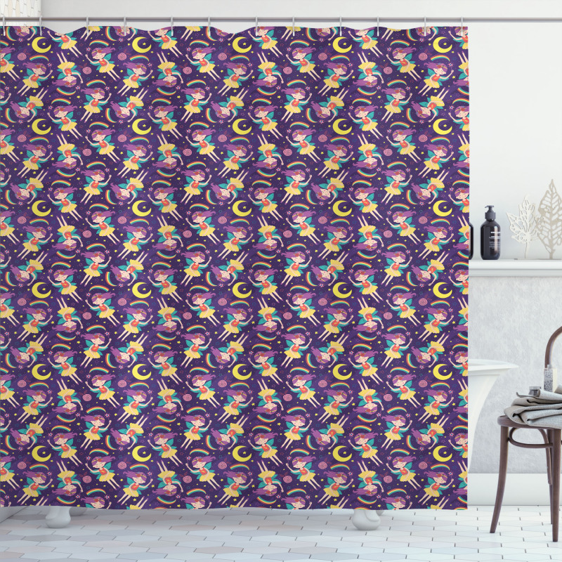 Stars Fairy Moon Rainbows Shower Curtain