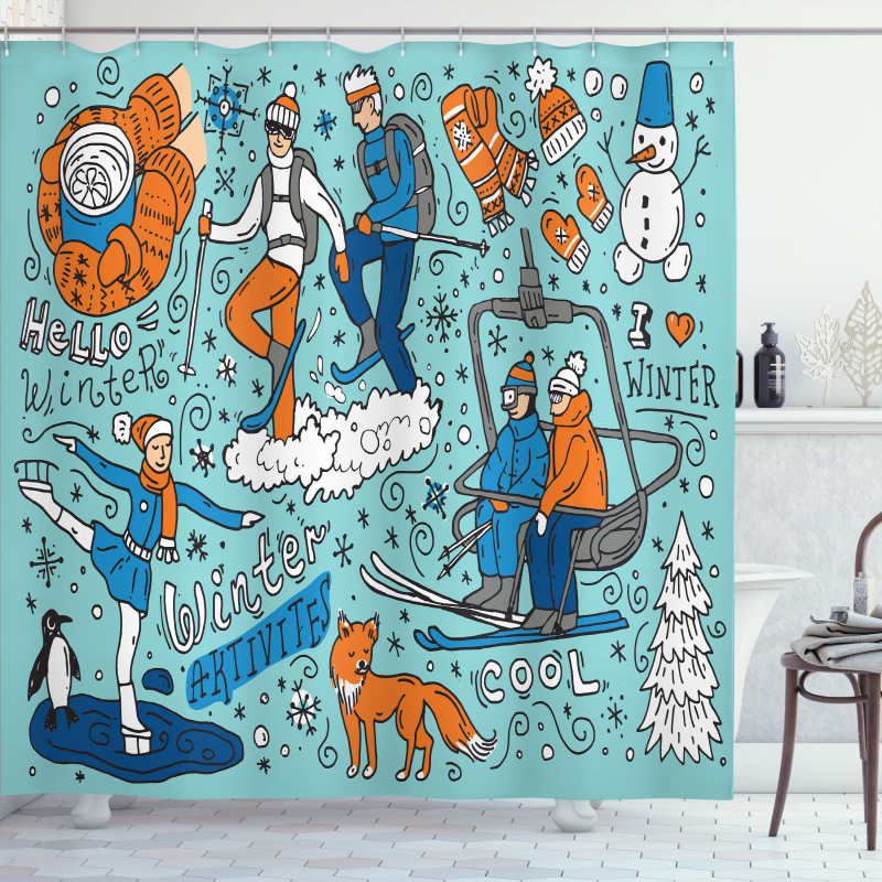 People Winter Activities Shower Curtain