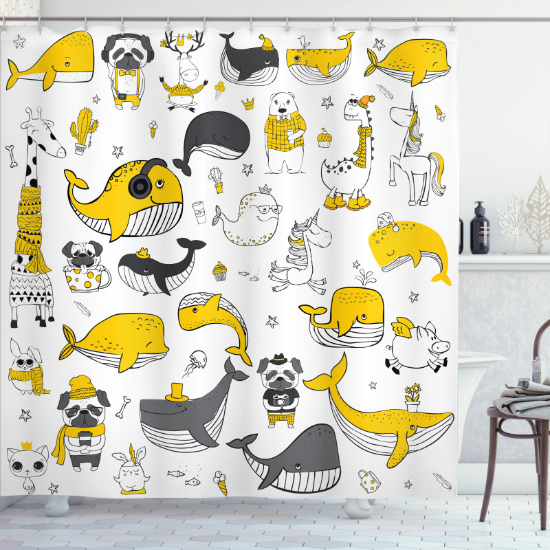 Childish Funny Animals Shower Curtain