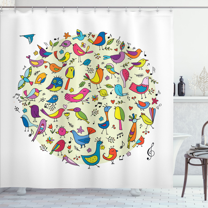 Vivid Little Birds Shower Curtain