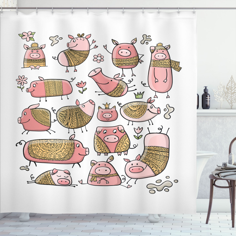 Zentangle Ornate on Pigs Shower Curtain