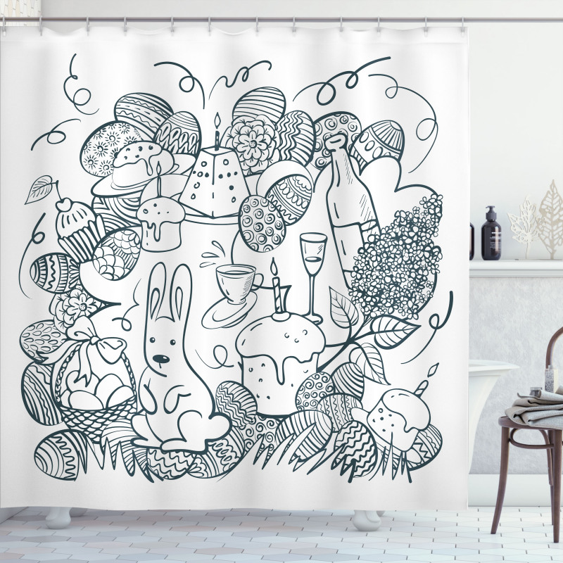 Monochrome Art Easter Shower Curtain