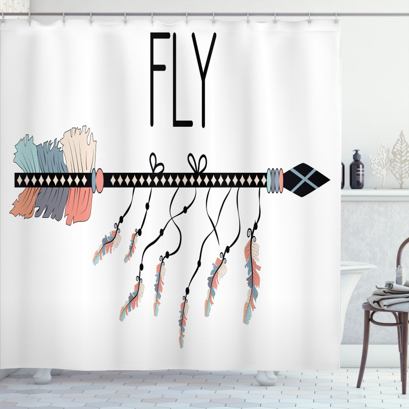 Native Arrow and Feather Fly Shower Curtain