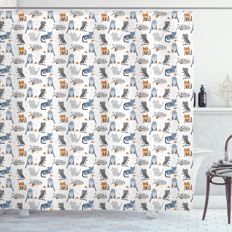 Sketchy Kittens Shower Curtain