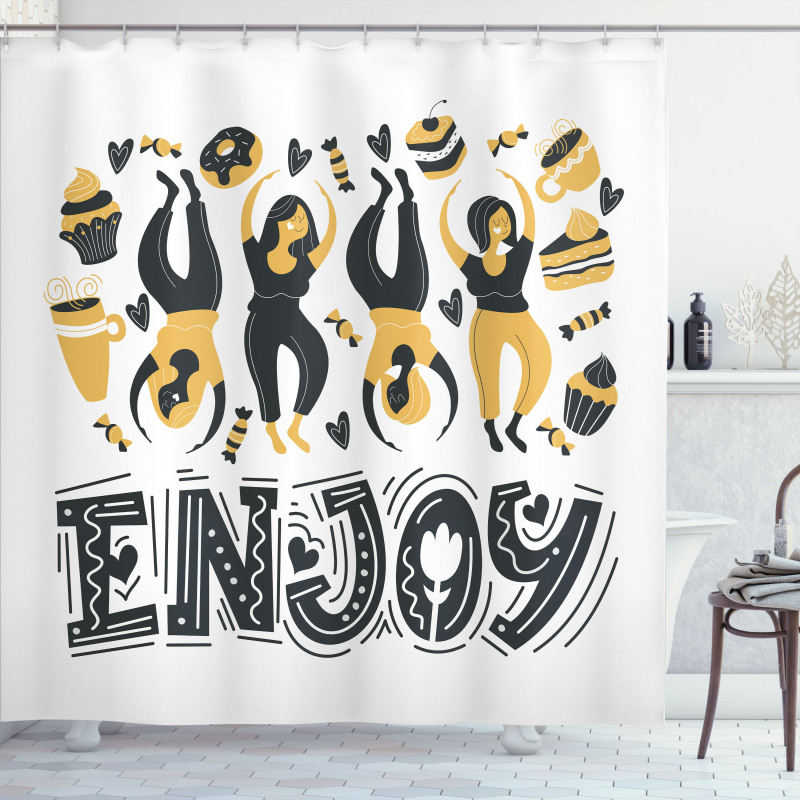 Enjoy Dancing Women Desserts Shower Curtain