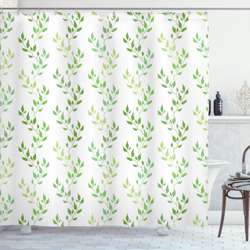 Symmetrical Olive Leaves Shower Curtain