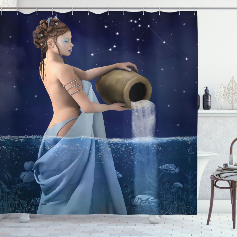Aquarius Lady with Pail Shower Curtain