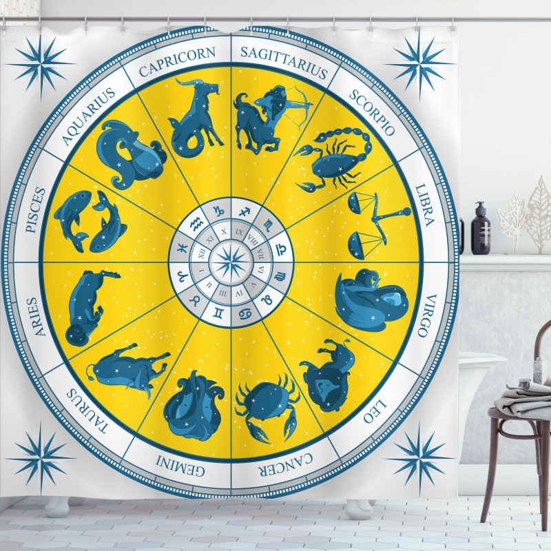 Zodiac Natal Chart Shower Curtain