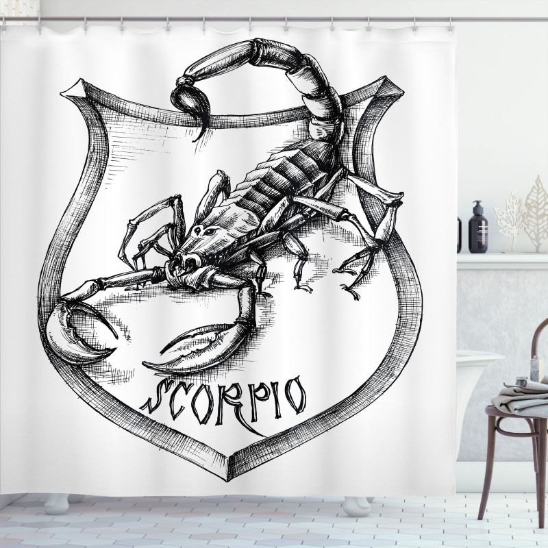 Black and White Scorpio Shower Curtain