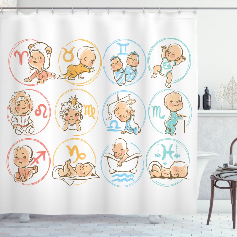 Zodiac Signs Design Shower Curtain