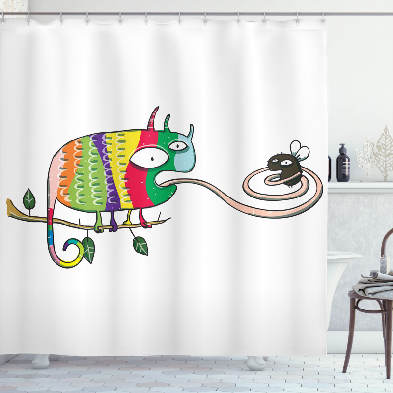 Chameleon on Branch Shower Curtain
