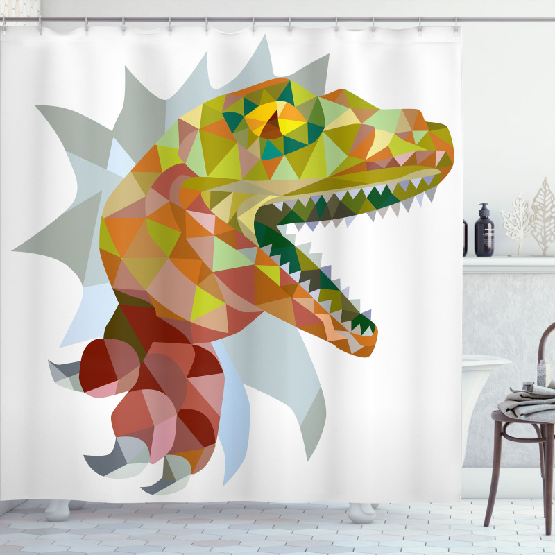 Colorful Mosaic T-rex Shower Curtain