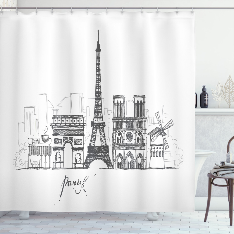 Retro Sketch Shower Curtain