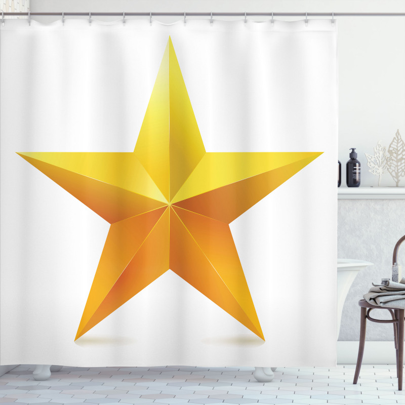 Single Yellow Ombre Star Shower Curtain