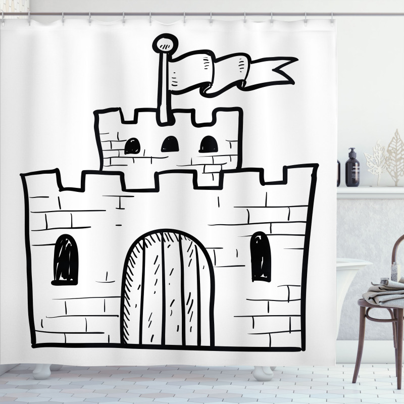 Monochrome Fortress Gate Shower Curtain