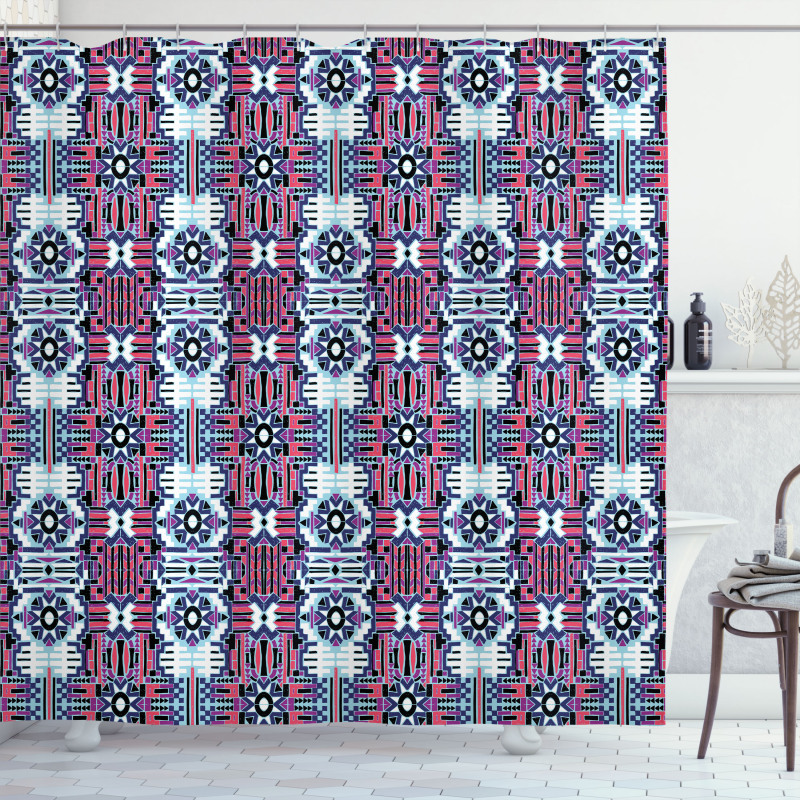 Rhythmic Modernized Tribal Shower Curtain