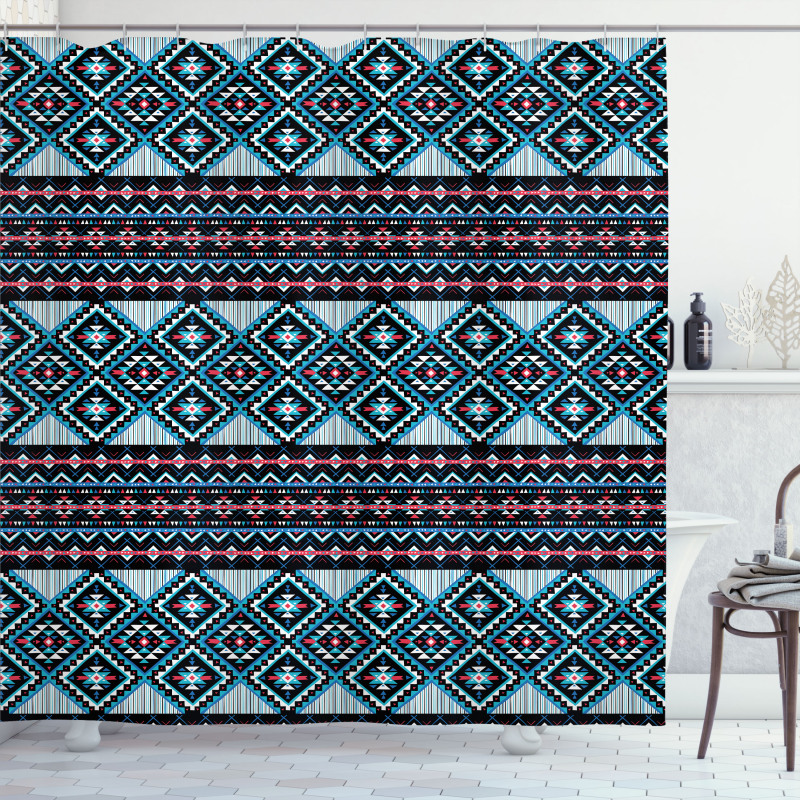 Geometric Triangles Ornate Shower Curtain