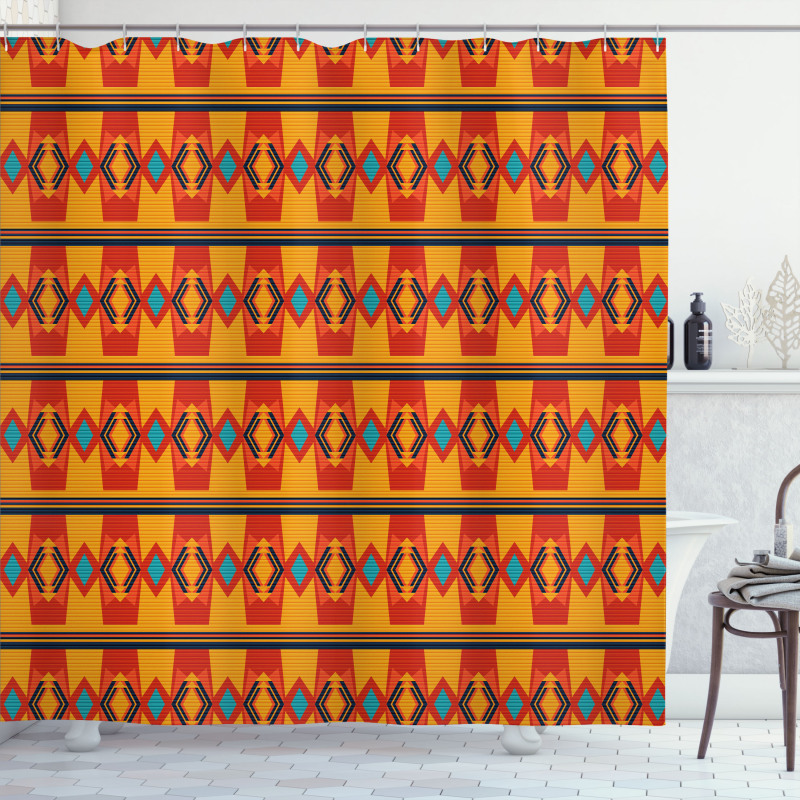 Warm Tones Geometrical Art Shower Curtain