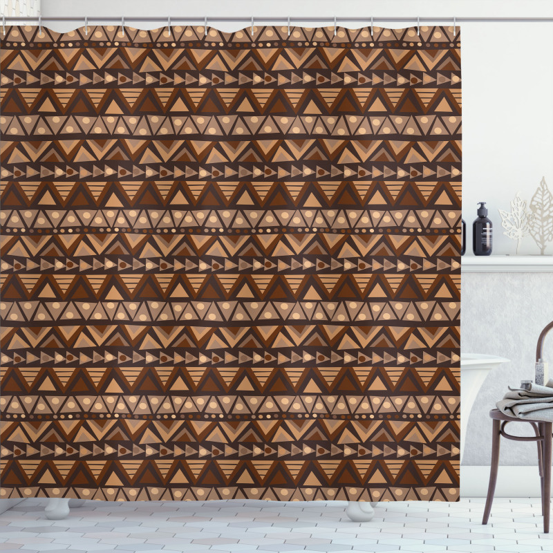 Primitive Motif Earthy Tone Shower Curtain