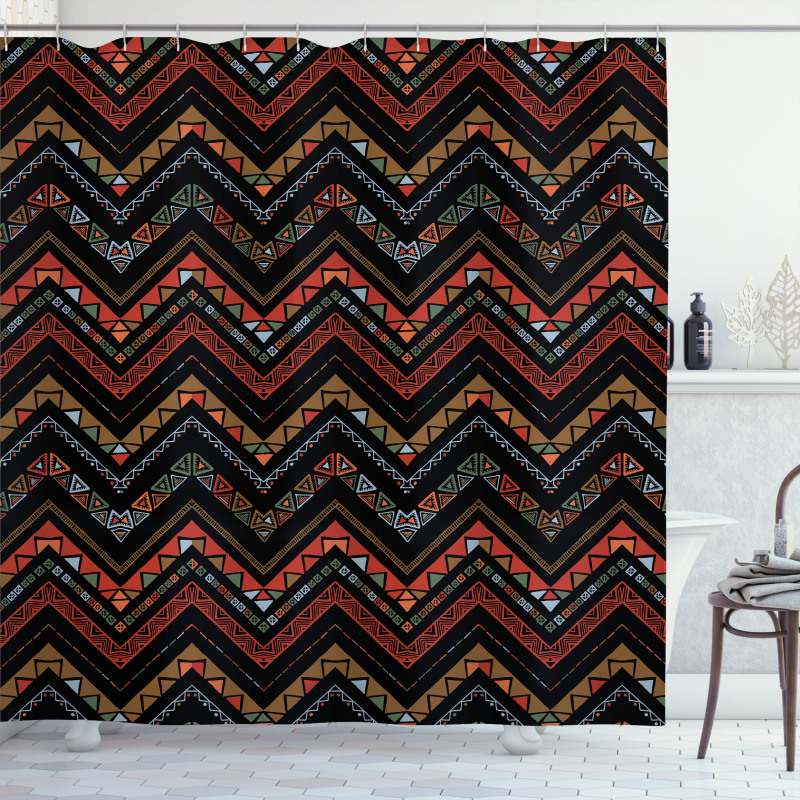 Ethnical Zigzag Chevron Art Shower Curtain