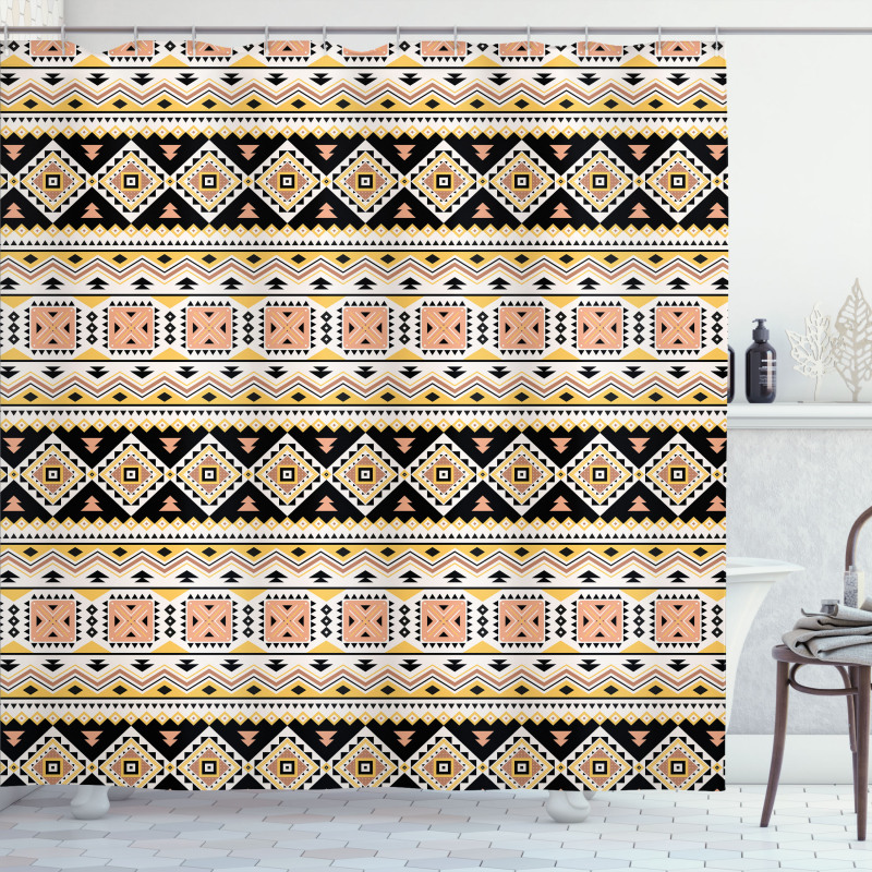 Triangles Tribal Motifs Art Shower Curtain