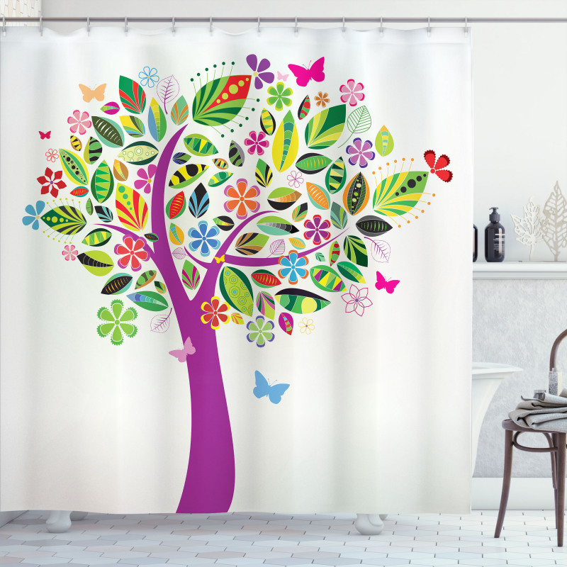 Flower Butterflies Shower Curtain