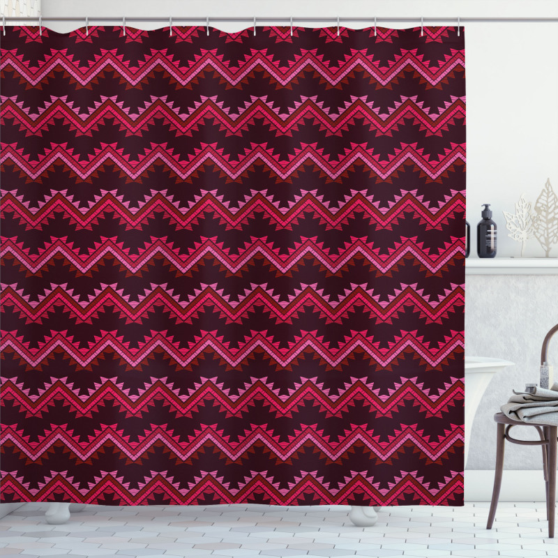 Ethnic Chevrons in Warm Tones Shower Curtain