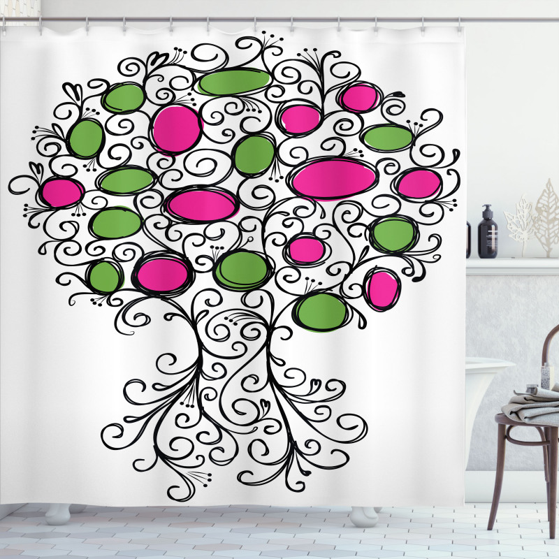 Pink Green Spring Tree Shower Curtain