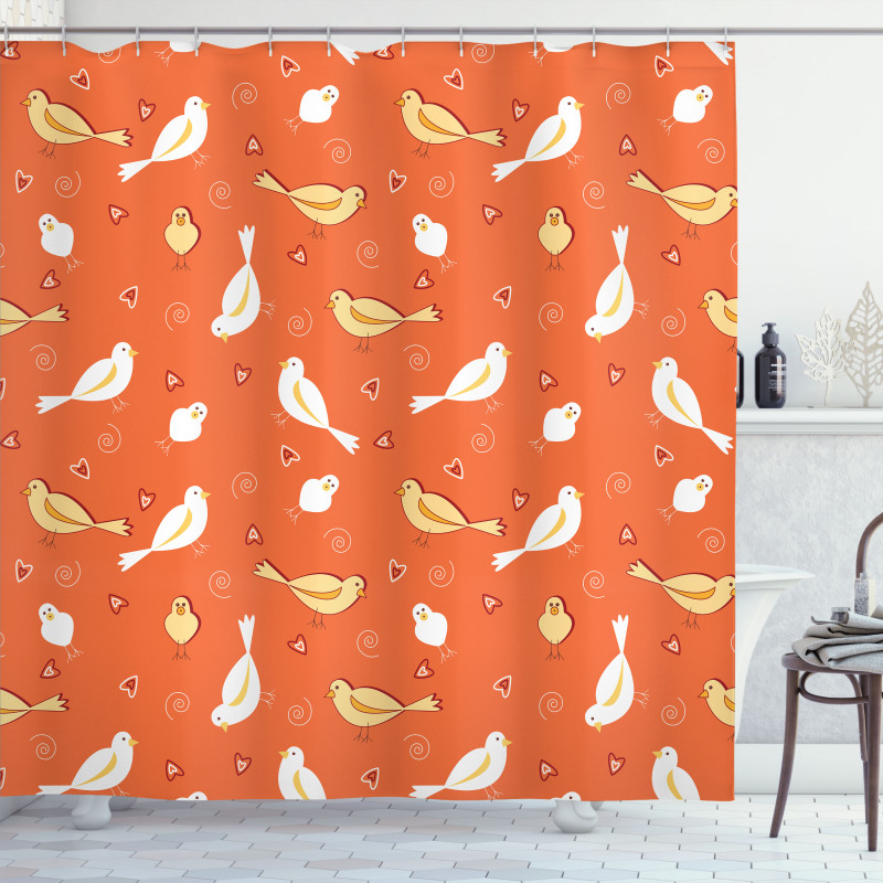 Birds with Heart Shapes Shower Curtain