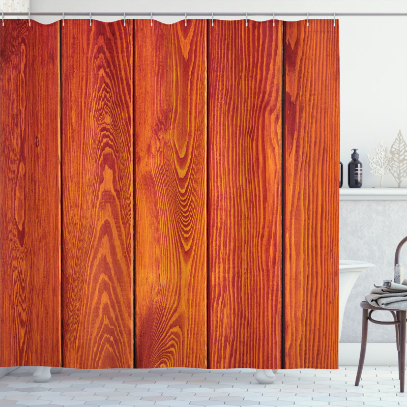 Wood Timber Floor Orange Shower Curtain
